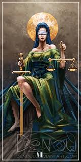 The clarity in thought which is required to dispense justice are symbolized by the square on the crown she. Justice Tarot Card By Denouu On Deviantart