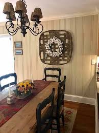 Tobacco Basket With Cotton Wreath Primitive Dining Rooms Tobacco Basket Decor Basket Wall Decor