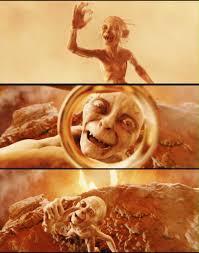 I love how happy Gollum is to have the ring even if he is being burned  alive with it. | The hobbit, Lord of the rings, Historical movies