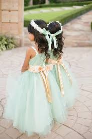 Mint Colored Dresses With Peach Sashes For The Flower Girls Photo By Amanda Watson Mint Bridesmaid Dresses Flower Girl Flower Girl Photos