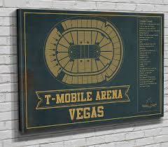 Vegas Golden Knights T Mobile Arena Seating Chart Vintage Hockey Print