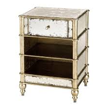 Add A Bit Of Glam To Your Room Antiqued Mirror Side Table Mirrored Side Tables Mirrored Furniture Mirrored Nightstand