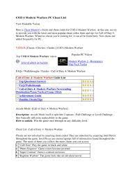 Give all, get all weapons. Cod 4 Modern Warfare Pc Cheat List Pdf Cheating In Video Games Leisure
