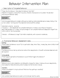 Creating Behavior Intervention Plan Bip Sped T Plans Sample