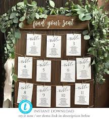 5x7 Wedding Seating Chart Template Calligraphy Table