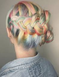 It's official — the rainbow hair color is here to stay this fall. Misty Rainbow Hair Color Style With Stylish Braids For 2019 Stylezco