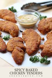 Spicy Baked Chicken Tenders Or Make It Non Spicy Recipe Spicy Baked Chicken Baked Chicken Tenders Baked Chicken