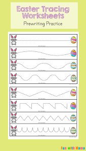 Handwriting practice paper for kids: Easter Tracing Worksheets For Preschoolers Fun With Mama