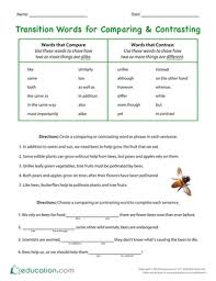 Some of the worksheets for this concept are transitional words and phrasesrevised815, using transitions effectively, transition words and phrases help make the paragraphs of, name opinions and reasons linking words, transitions rewrite the sentences, transition words and phrases, transitions, topic using transitions. Transition Words For Comparing Contrasting Worksheet Education Com