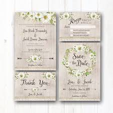 Daisy Wedding Invitation Suite Rustic Wedding Daisies Boho Wedding Country Chic Nat Daisy Wedding Invitations Daisy Wedding Country Wedding Invitations