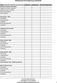 Maybe you would like to learn more about one of these? Restaurant Pre Opening Checklist Pdf Free Download