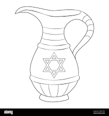 Jug of oil. Happy Hanukkah Illustration. Coloring page. Line Art. Vector  illustration Stock Vector Image & Art - Alamy
