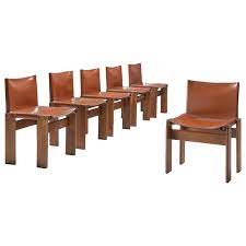 Afra And Tobia Scarpa Set Of Six Monk Chairs In Terracotta Red Leather Red Leather Chair Dining Room Chairs Modern Leather Dining Room Chairs