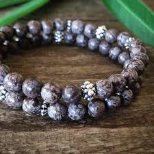 One 100% authentic snowflake obsidian bracelet. Snowflake Obsidian 6mm Gemstone Beaded Bracelet Set Of Two Freshpickedjewels Com