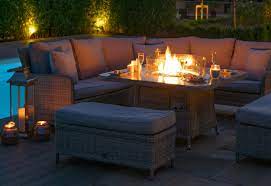 Nova garden furniture amelia brown weave 6 seat rectangular dining set with fire pit con. Rattan Sets With Fire Pit Off 73
