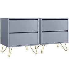 Usually dispatched within 2 to 3 days. Buy Yaheetech 2pcs End Table With 2 Storage Drawers Iron Legs Coffee Table Sofa Side Table Storage Cabinet For Living Room 20lx16wx22 5h Inch Grey Online In Turkey B095gww7zq