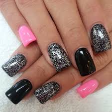 Baby pink matte nails with pink metallic foil details. Black And Pink Nails Nail Design Ideas Inspiration Polish Varnish Glitter Effects Nail Designs Glitter Pink Nails Black Nails With Glitter