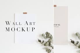 Taped Poster Eucalyptus Branch Poster Mockup Print Mockup 5x7 Print