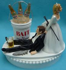 Wedding Cake Topper Fishing Beer Bait Fisherman Fish Pole Drinking Hobby Themed Hum Funny Wedding Cake Toppers Fishing Wedding Cake Toppers Funny Wedding Cakes