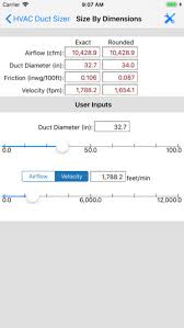 Ductulator Chart Awesome Hvac Duct Sizer On The App Store