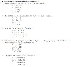 Soal uas matematika kelas 7 semester 1 dan kunci jawaban. Soal Uas Matematika Kelas 8 Semester 1