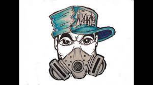 Drawing A Gas Mask Character With Spraycans By Wizard Sketch It First With Pencil Youtube