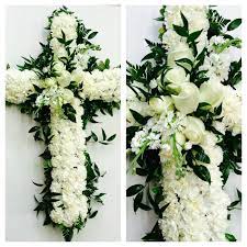 Red and white floor basket item no. Classic All White Sympathy Cross For Family Service So Beautiful Funeral Flower Arrangements Funeral Flowers Flower Arrangements