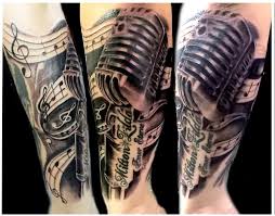 Black and grey mic tattoo design. Vintage Microphone Tattoo On Arm By Lucidpetroglyphs666