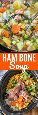 We all know about the kitchen secret of turning our leftovers into a soup concoction to give them new life. Ham Bone Soup Slow Cooker Spend With Pennies
