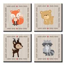 Woodland animals art paper print (set of 4) (set of 4) by sweet jojo designs. Woodland Creatures Kids Room Nursery Decor And Home Decor 11 X 11 Inches Nursery Wall Art Set Of 4 Prints For Baby S Room Walmart Com Walmart Com