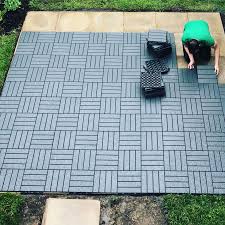 Our 350 Diy Patio With Ikea S Runnen Deck Blocks House On Hemlo Diy Patio Outdoor Deck Tiles Deck Tiles Patio