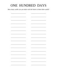 Use the letters from the wheel r t e d a e n. 100th Day Of School Make Words With The Letters In One H 100 Days Of School Make Words With Letters Hundred Days