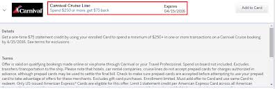 Add credit card to carnival cruise. Carnival Cruise Line Amex Offer Travel With Grant