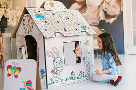 See more ideas about cardboard playhouse, play houses, cardboard. Cardboard Playhouse Cardboard House Coloring House Coloring From Cardboard Ebay