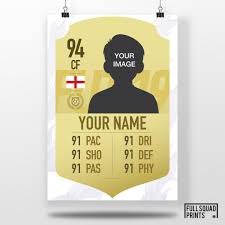 Create your card fut 21 cards fut 20 cards fut random card box custom cards retro cards club cards darts cards icon series football prints. Personalised Fifa 19 Card Poster Custom Fifa 19 Ultimate Team Card