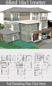 At cool modern house plans we offer a lot of information on the innovative ideas and modern construction methods behind all of our modern house plans. Home Design Plan 16x11m With 6 Bedrooms House Plan Map In 2020 House Blueprints Sims House Plans Architecture Model House