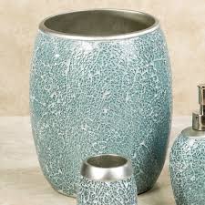 Blue bathroom accessories industry standard design. Calm Waters Light Aqua Mosaic Bath Accessories