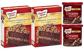 So, you need to make some buttery yellow cake, but you don't have any mix in the pantry. Amazon Com Duncan Hines German Chocolate Cake Mix And Coconut Pecan Frosting Bundle Grocery Gourmet Food