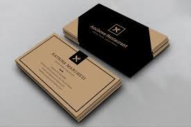 The white, tan, and gold lines of text stand out in the center. Restaurant Business Card By Thestyle Thehungryjpeg Com
