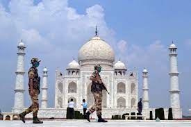 The arabic calligraphy from the holy quran and motifs of entwined flowers, leaves and vines spiraling down its niches. Eerily Empty Taj Mahal After Longest Shutdown Bbc News