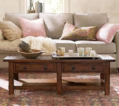Rustic coffee table with hollow log base. Buy Benchwright Rectangular Coffee Table Online Pottery Barn Uae