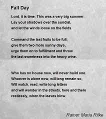 Fall Day Poem By Rainer Maria Rilke Poem Hunter Rilke Poems Autumn Day Poems
