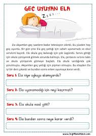 Okuma Anlama Metni Gec Uyuyan Ela Gizem Okuma Anlama Metni Ozgun Bir Calisma Olarak Pdf Formatinda Hazirlanmistir Sitede Bul Okuma Egitim Fiziksel Egitim
