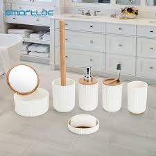 These bamboo toothbrush holder sets are made of quality materials such as bamboo, nylon, plastic, and fiber to perform optimally and serve you for many years. Smartloc Plastic Bamboo Bathroom Accessories Set Bath Toothbrush Holder Toilet Brush Soap Dispenser Dish Makeup Organizer Mirror Buy At The Price Of 17 23 In Aliexpress Com Imall Com