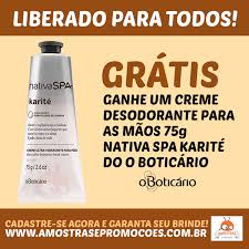 Use cupom de desconto o boticário em perfumes, maquiagens, cosméticos e frete grátis em. Gratis Nativa Spa Creme Para Maos Karite Do O Boticario Amostras E Promocoes