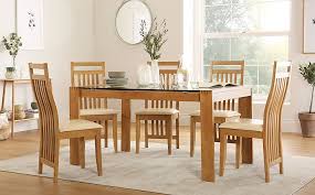 Find a variety of colors and styles at the best prices from at home. Tate 150cm Oak And Glass Dining Table With 6 Bali Chairs Ivory Leather Seat Pads Furniture And Choice