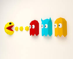 Pacman Wall Art Pacman Sculpture Wall Decor Paper Etsy In 2020 Paper Crafts Paper Sculpture Paper