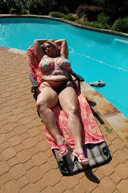 Busty BBW Serena by the Pool porn pics