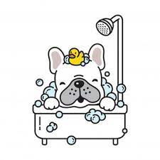 Dog Vector French Bulldog Bath Shower Rubber Duck Cartoon Dog Vector French Bulldog Art Dog Bath