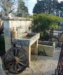 Rustic Wall Fountain With Antique Stone Trough Garden Sink Outdoor Sinks Wall Fountain